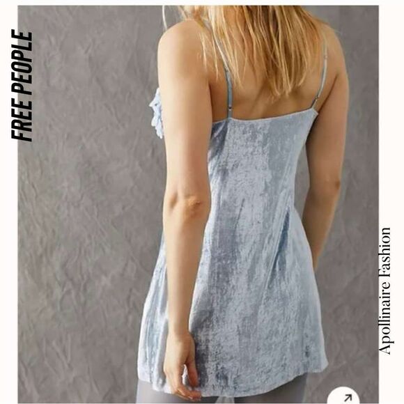 FREE PEOPLE EVA MINI VELVET DRESS IN CELESTIAL NEW SIZE 4 NWT - Picture 6 of 11